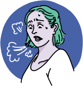 Woman out of breath.